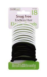 18PK SNAG FREE ENDLESS HAIR ELASTIC BANDS